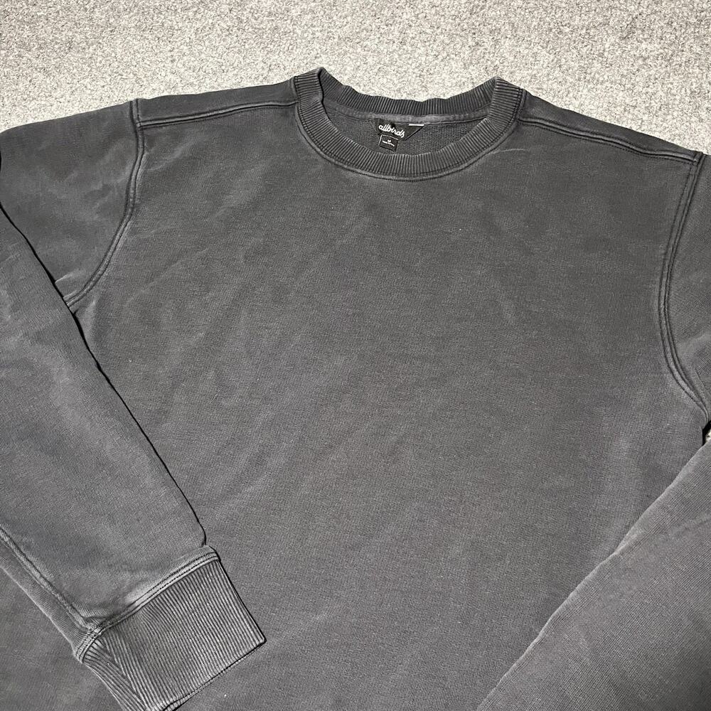 Allbirds R&R Sweatshirt Mens Medium Black Crewneck Pullover Cotton Hemp